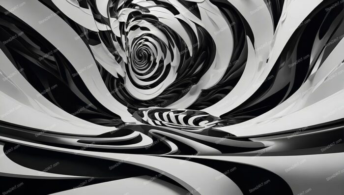 Ethereal Swirl Monochrome Abstract Vortex