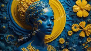 Blue and Gold Floral Surreality