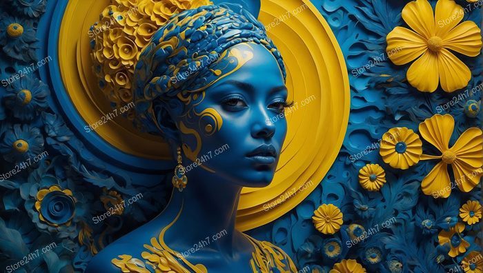 Blue and Gold Floral Surreality