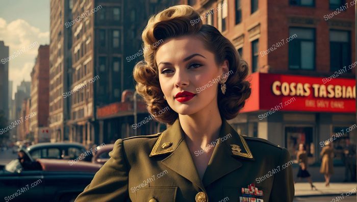 1940s Army Pin-Up in Military Uniform