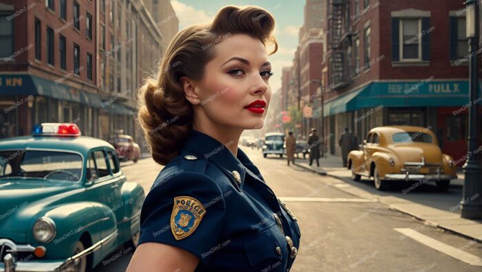 Retro Police Officer Pin-Up City Patrol