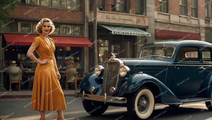 Classic Thirties Pin-Up Woman by Car