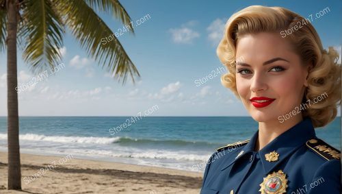 Seaside Salute in Vintage Military Pin-Up