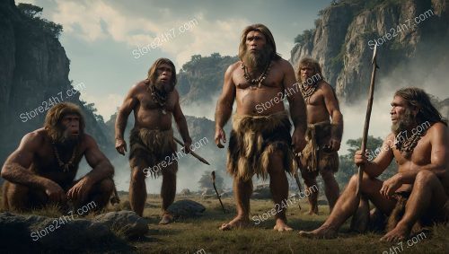 Neanderthal Gathering Discussing Strategy Outdoors