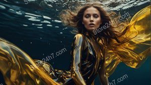 Submerged Golden Dress Elegance