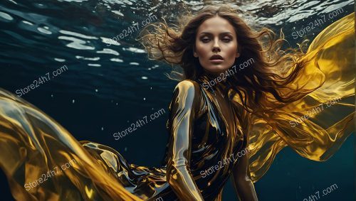 Submerged Golden Dress Elegance
