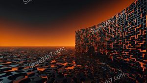 Labyrinth Wall on Water at Sunset