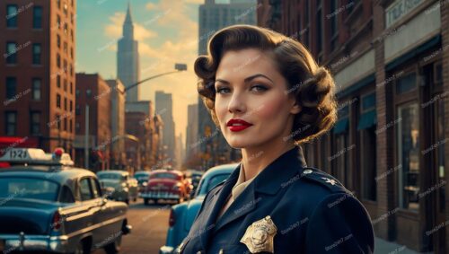 Retro Police Pin-Up Portrait, Classic Charm