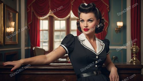 Sultry Pin-Up Maid Vintage Elegance