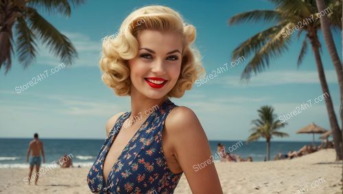 Forties Beach Day Pin-Up Smile