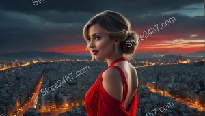 Sunset Radiance in Scarlet Silhouette