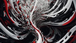 Red and White Surreal Swirl