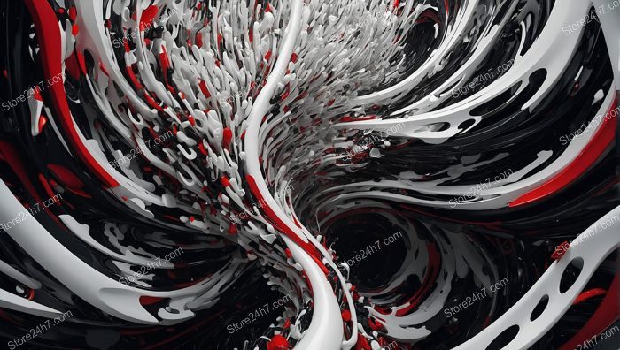 Red and White Surreal Swirl