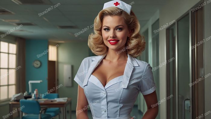 Nostalgic 1950s Hospital Pin-Up Nurse