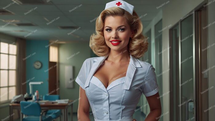 Nostalgic 1950s Hospital Pin-Up Nurse