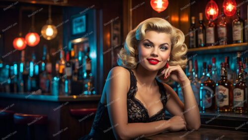 Golden Era Glamour: Bar's Radiant Pin-Up Beauty