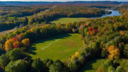 Autumnal Aerial View Land Sale