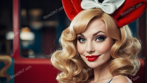 Vintage Beauty: Red Bow Pin-Up