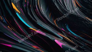 Neon Streaks in Dark Swirling Abyss