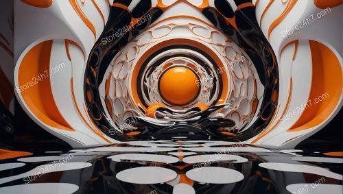 Orbital Swirl of Orange Abstraction