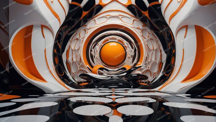 Orbital Swirl of Orange Abstraction