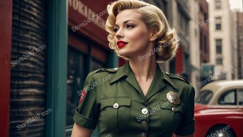 Classic Army Pin-Up Style Police Woman