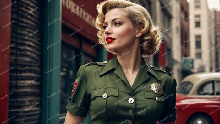 Classic Army Pin-Up Style Police Woman