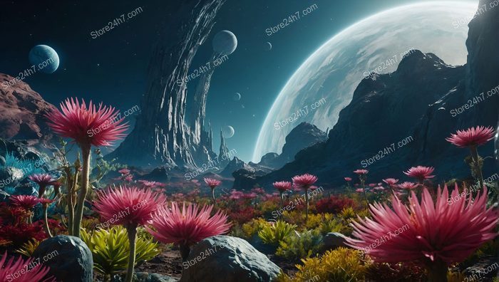 Alien Flora with Celestial Backdrop