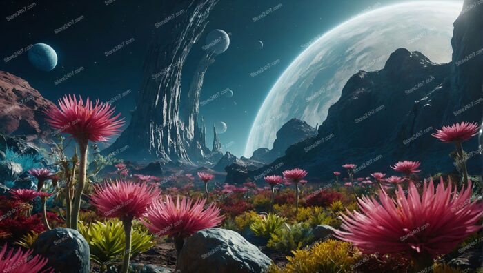 Alien Flora with Celestial Backdrop