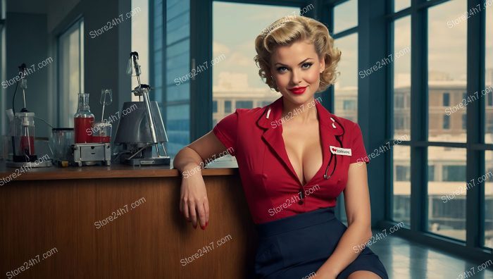 1950s Red Dress Pin-Up Nurse