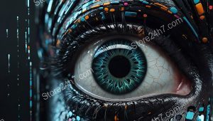 Technicolor Drip Cyborg Eye Abstract