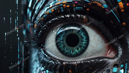 Technicolor Drip Cyborg Eye Abstract