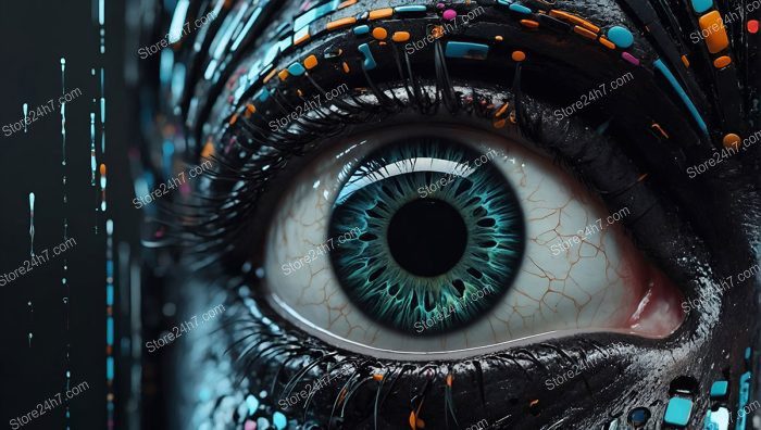 Technicolor Drip Cyborg Eye Abstract