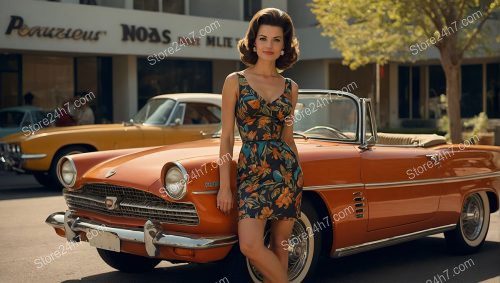 Sixties Pin-Up Style Woman with Car