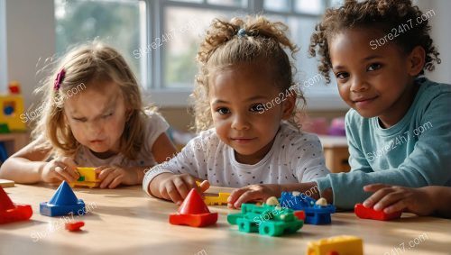Focused Toddlers at Playtime Learning