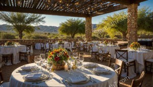 Desert Mountain View: Elegant Outdoor Catering Setup