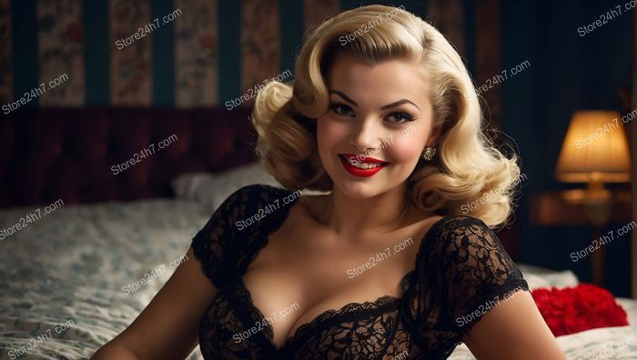 Classic 1940s Pin-Up Style Bedroom Beauty