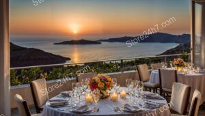 Sunset Banquet on a Greek Island Terrace
