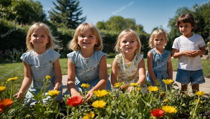 Kids Enjoying Sunshine in Garden