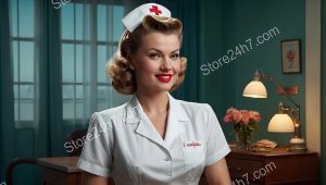 Vintage Pin-Up Nurse with Charm