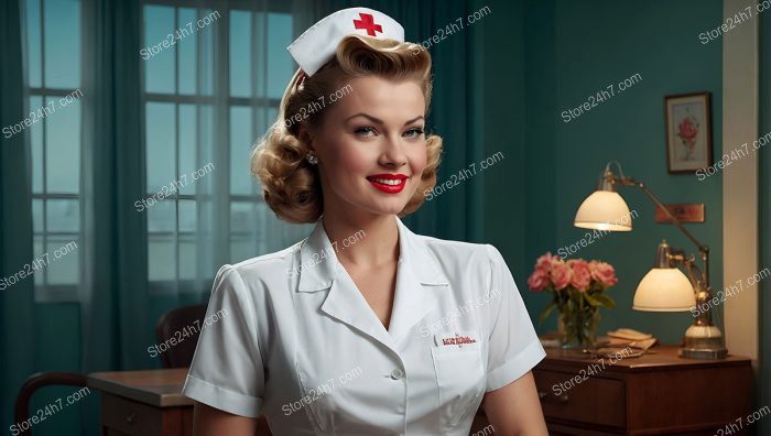 Vintage Pin-Up Nurse with Charm