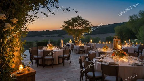 Twilight Catering Elegance Outdoor Tablescape