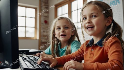 Young Kids Enjoying Computer Learning