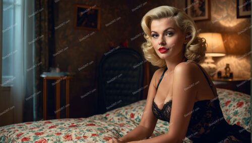 Elegant Pin-Up Girl in Classic Lingerie