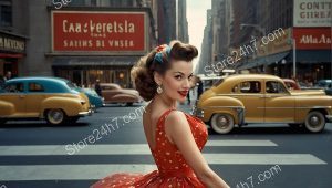 Retro Polka-Dot Pin-Up Twirl