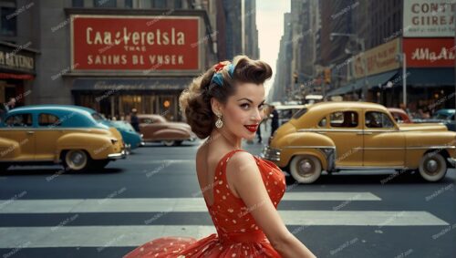 Retro Polka-Dot Pin-Up Twirl