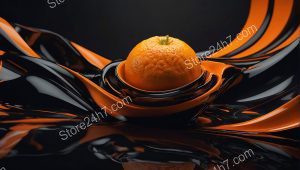 Citrus Essence: Surreal Black Orange Whorls