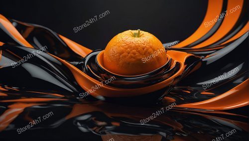 Citrus Essence: Surreal Black Orange Whorls