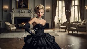 Sophisticated Elegance: Black Dress Pin-Up