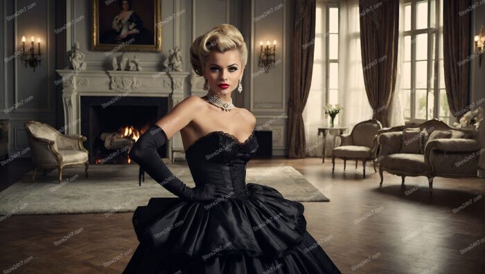 Sophisticated Elegance: Black Dress Pin-Up